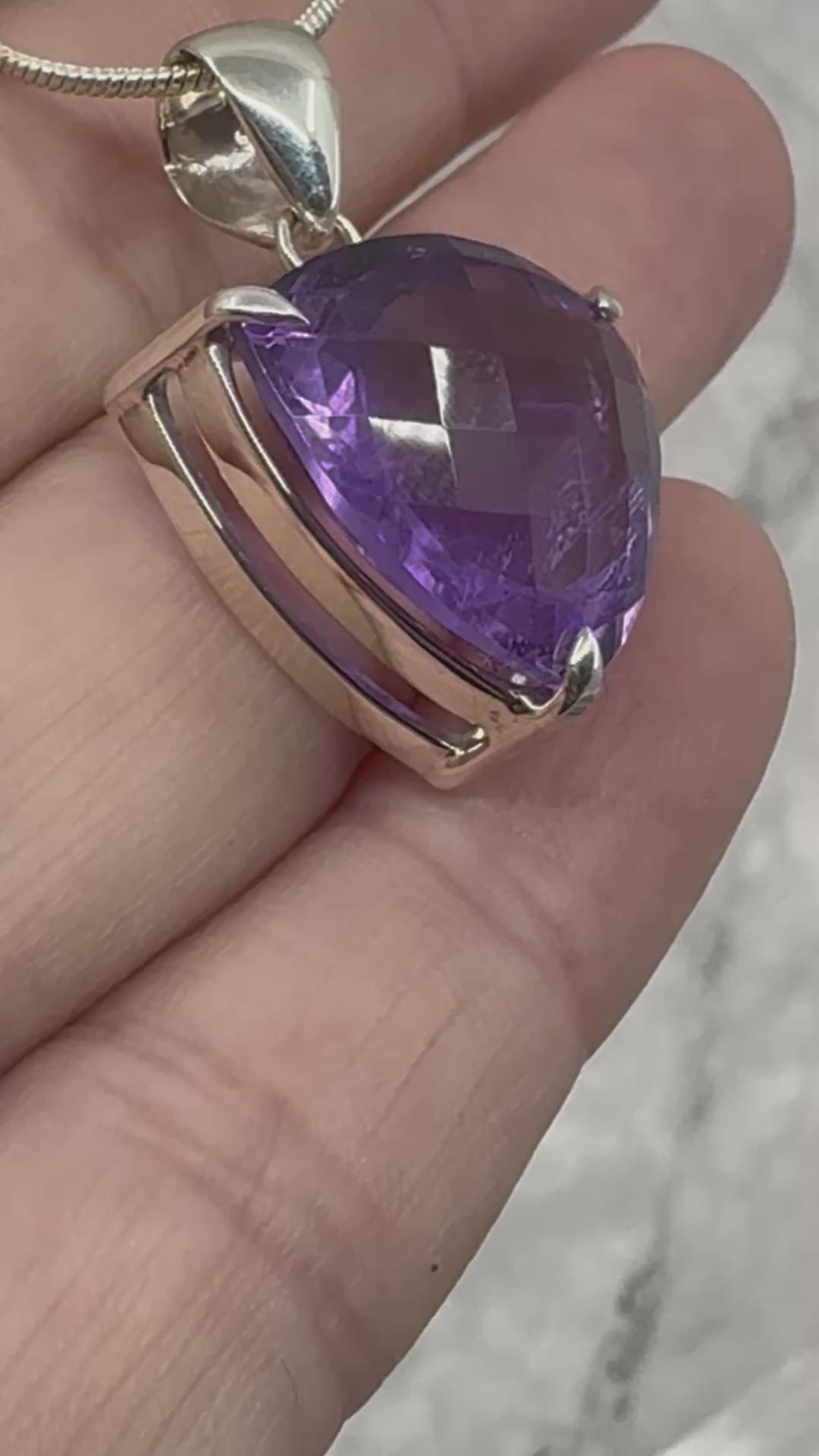 Amethyst Silver Faceted Pendant - “I trust my intuition and allow it to guide me each day”