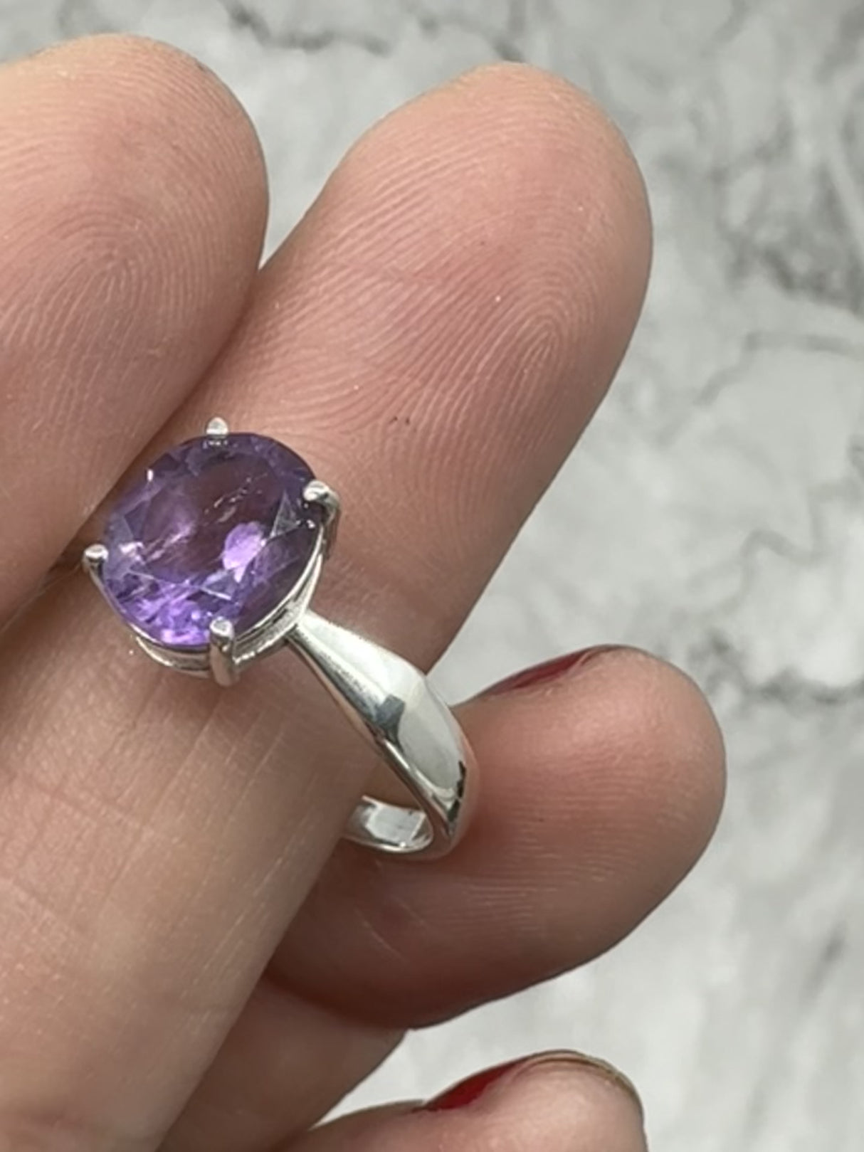 Amethyst Silver Ring Size 10 - "I am passionate and enthusiastic in all areas of my life."