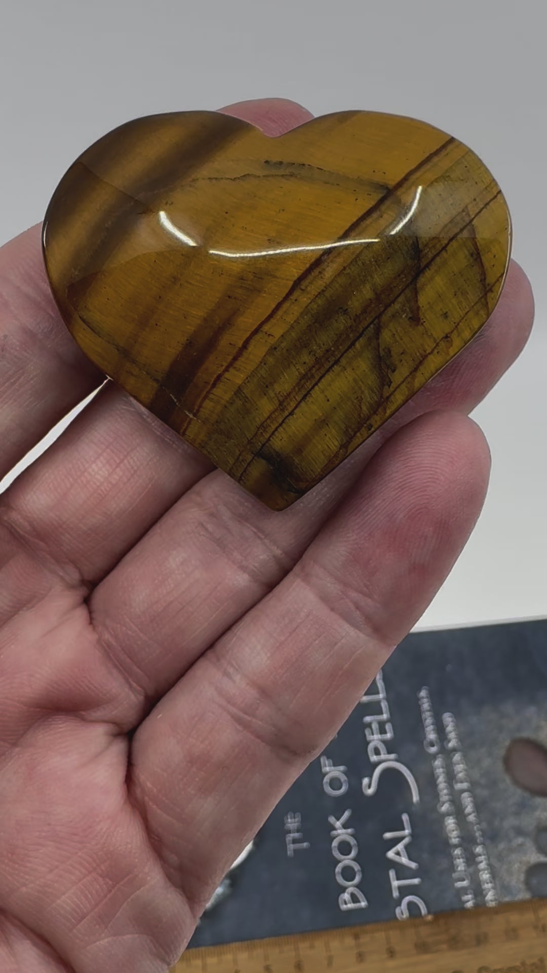 Tiger Eye Gold Heart 61g - "I have the strength to overcome challenges and setbacks.