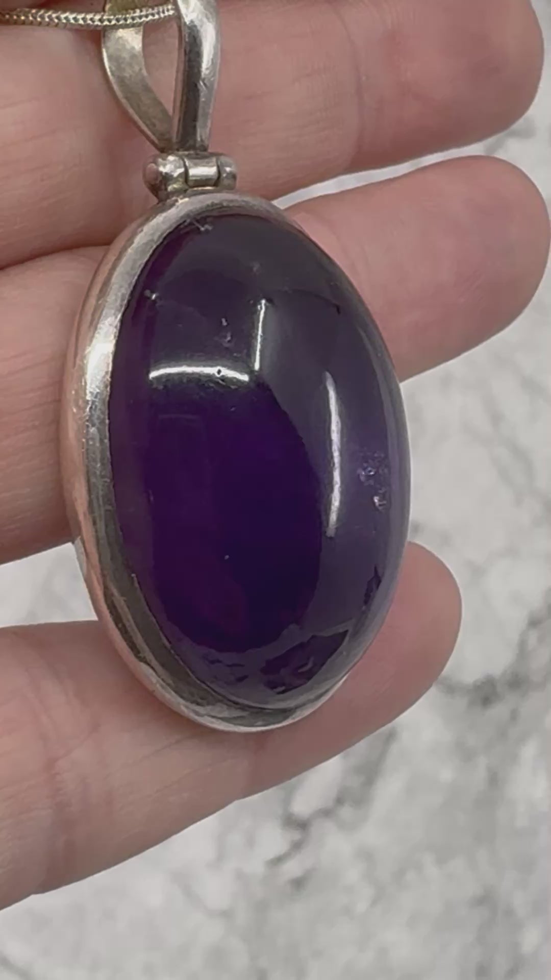 Amethyst Silver Large Pendant - “I trust my intuition and allow it to guide me each day”