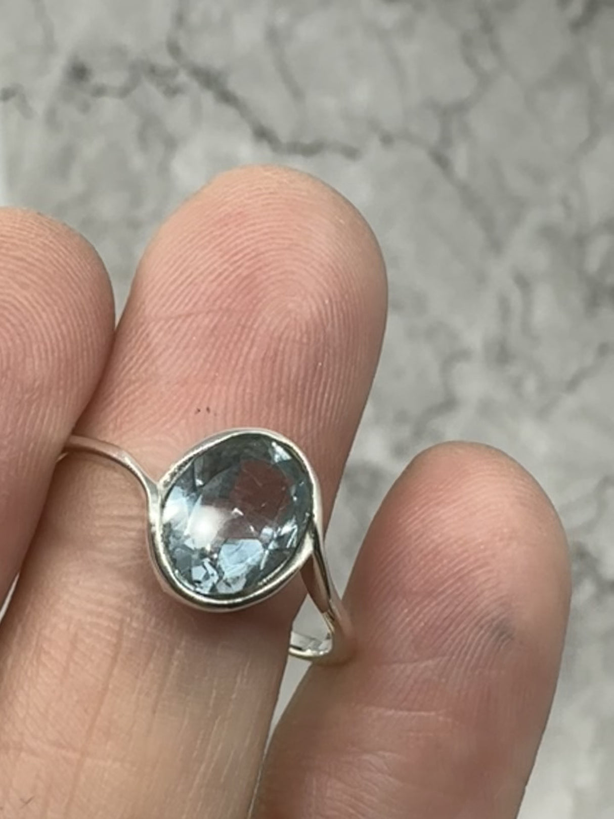Blue Topaz Silver Ring Size 10 - "I communicate my thoughts with confidence and clarity."