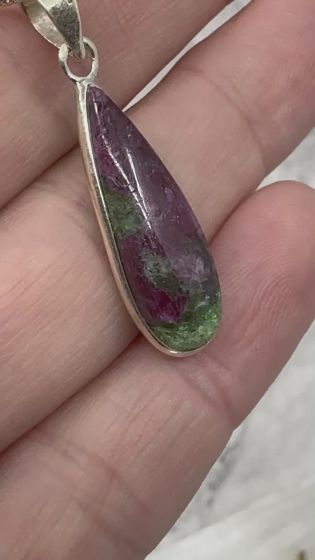 Ruby Zoisite Pendant and Chain - "I radiate gratitude, appreciation, and love each day."
