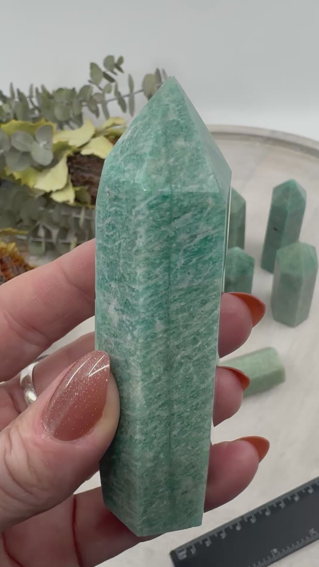 Amazonite 6-Sided Point Collection – 8–9 cm × 2.5–3 cm (Intuitively Selected)