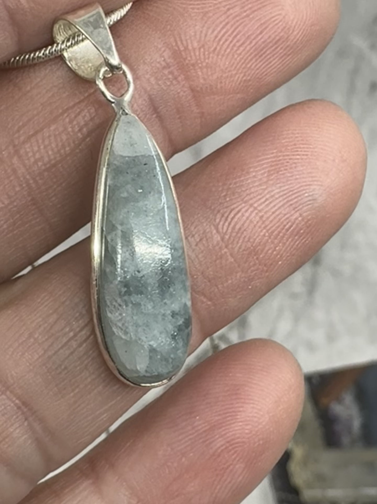 Aquamarine Silver Pendant & Chain  - “I clearly and calmly express my most authentic truth”.