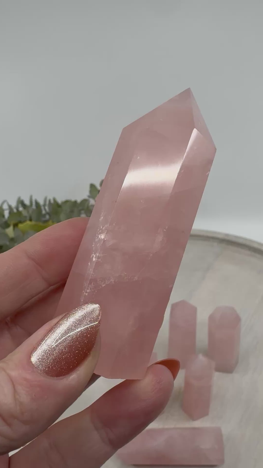 Rose Quartz 6-Sided Point Collection – 7.4–9 cm × 2.5–3 cm (Intuitively Selected)