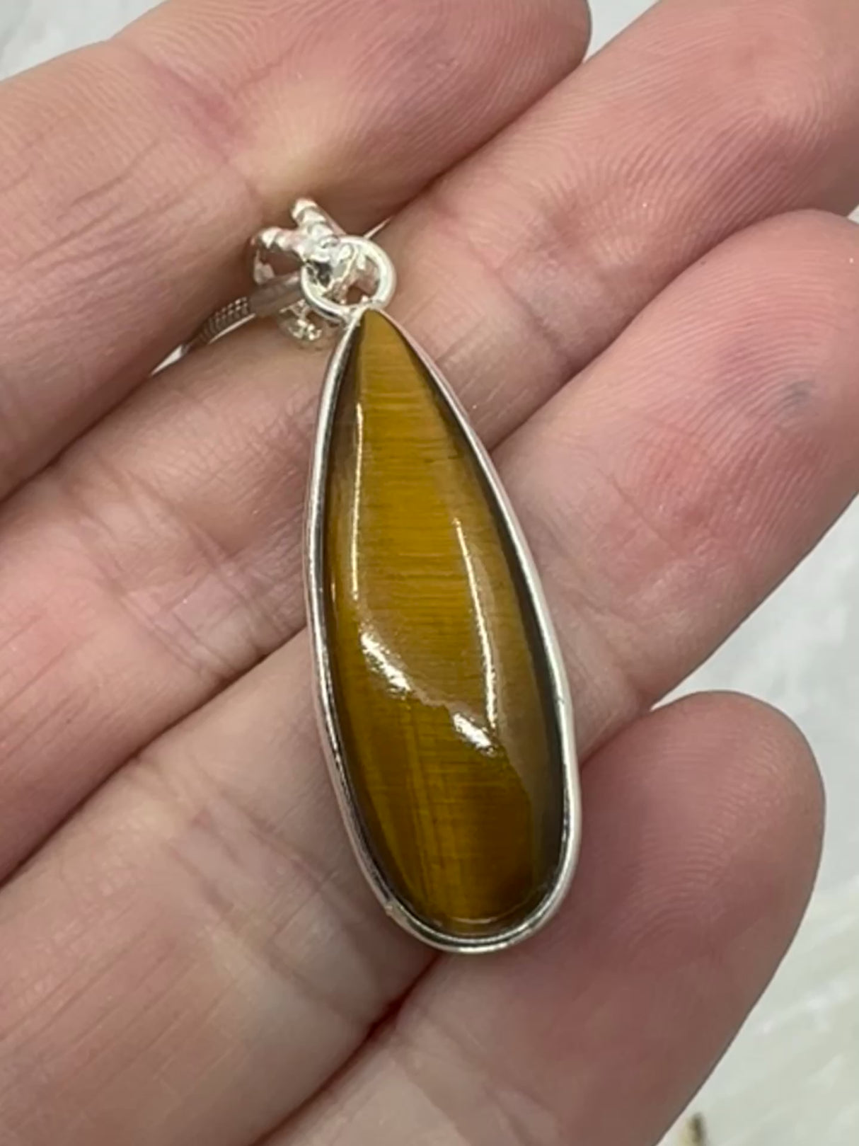 Tiger Eye Pendant & Chain  - "I have the strength to overcome challenges and setbacks."