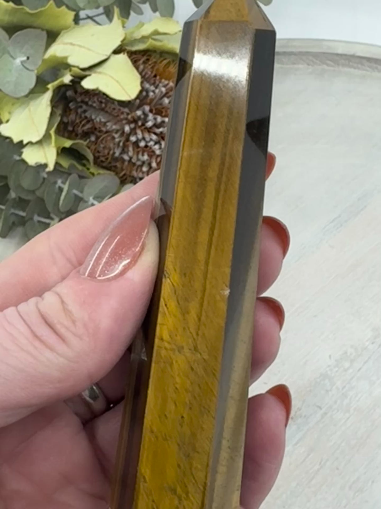 6-Sided Tiger Eye Point – Crystal of Courage & Focus