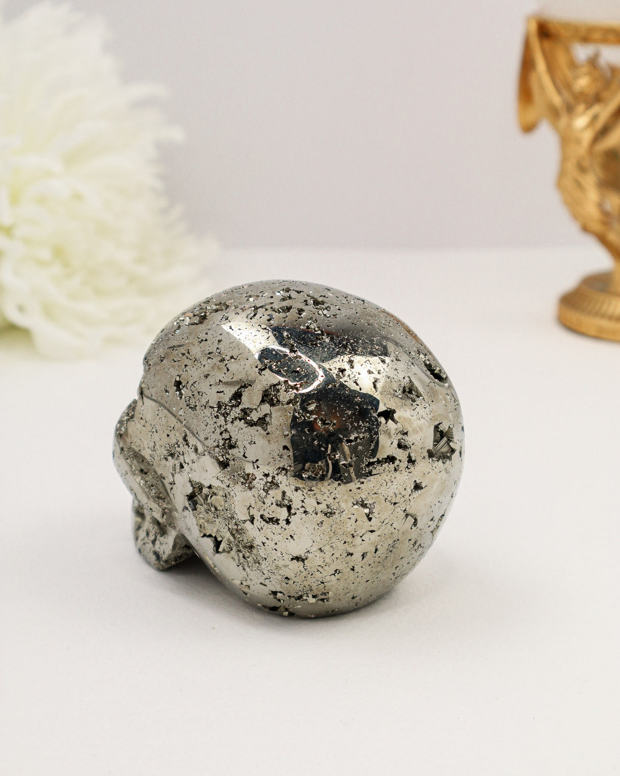 Pyrite Skull Carving #6 | 10cm | 1.079kg | Protection & Manifestation