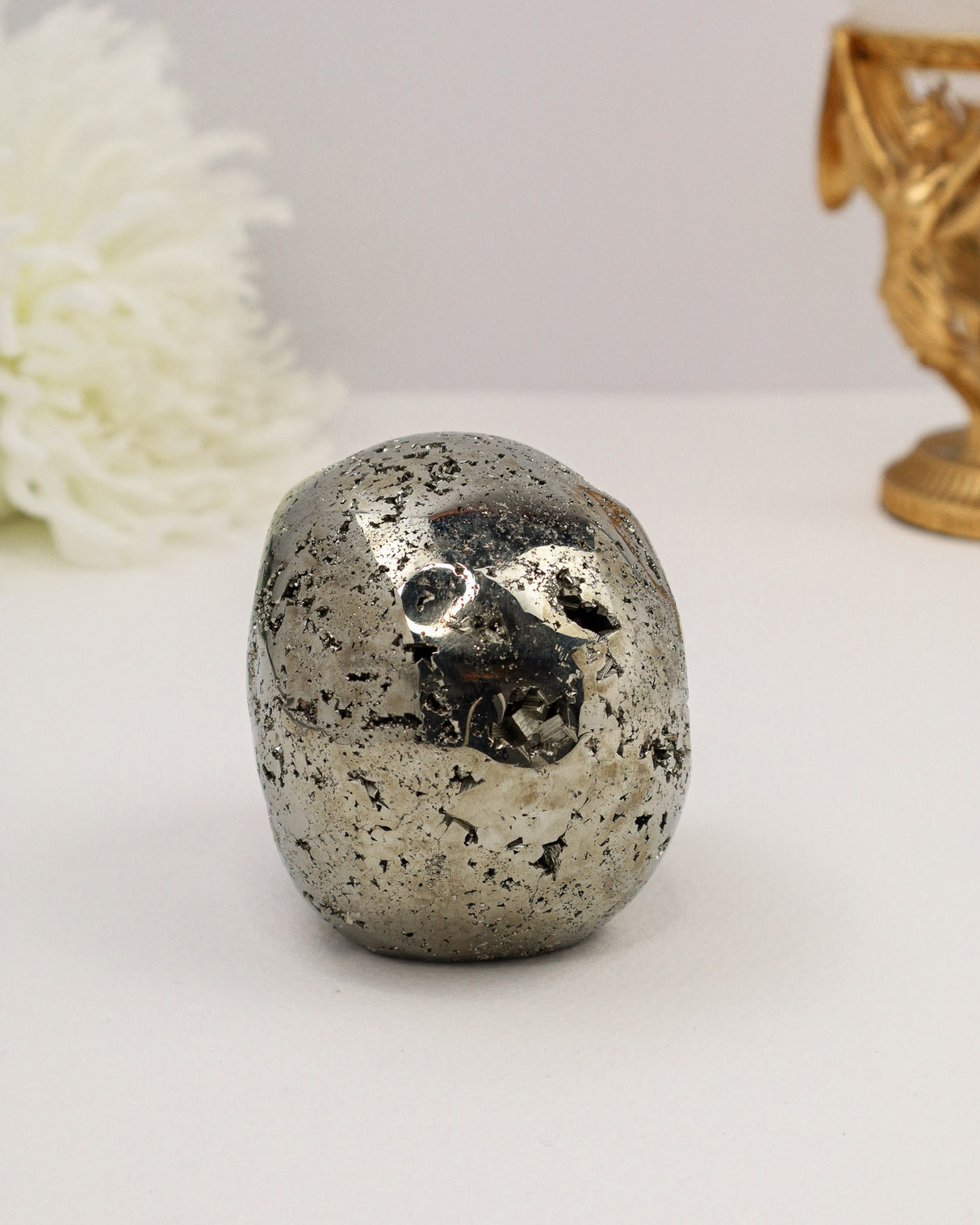 Pyrite Skull Carving #6 | 10cm | 1.079kg | Protection & Manifestation