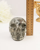 Pyrite Skull Carving #6 | 10cm | 1.079kg | Protection & Manifestation