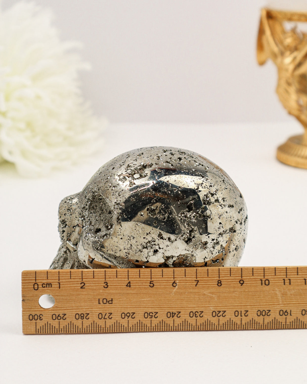 Pyrite Skull Carving #6 | 10cm | 1.079kg | Protection & Manifestation