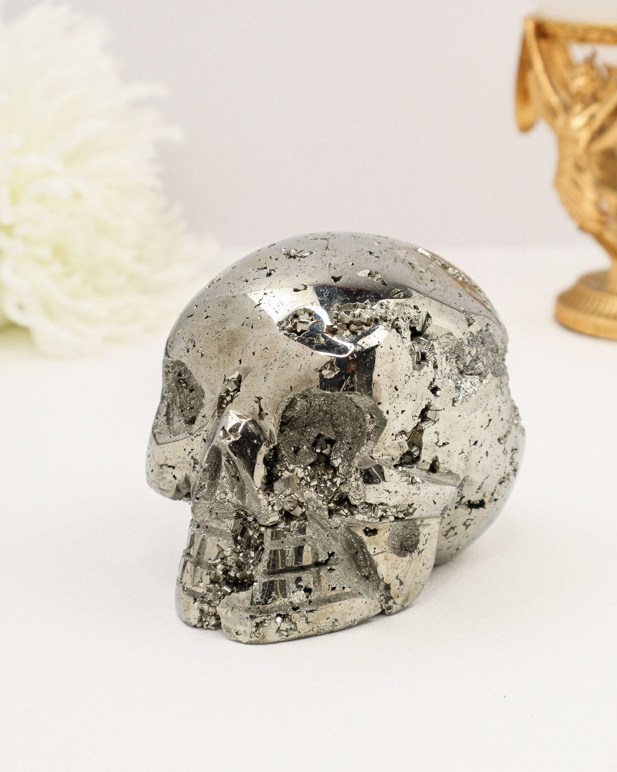 Pyrite Skull Carving #1 | 1.64kg Large Statement Piece | Protection, Wealth & Power Energy