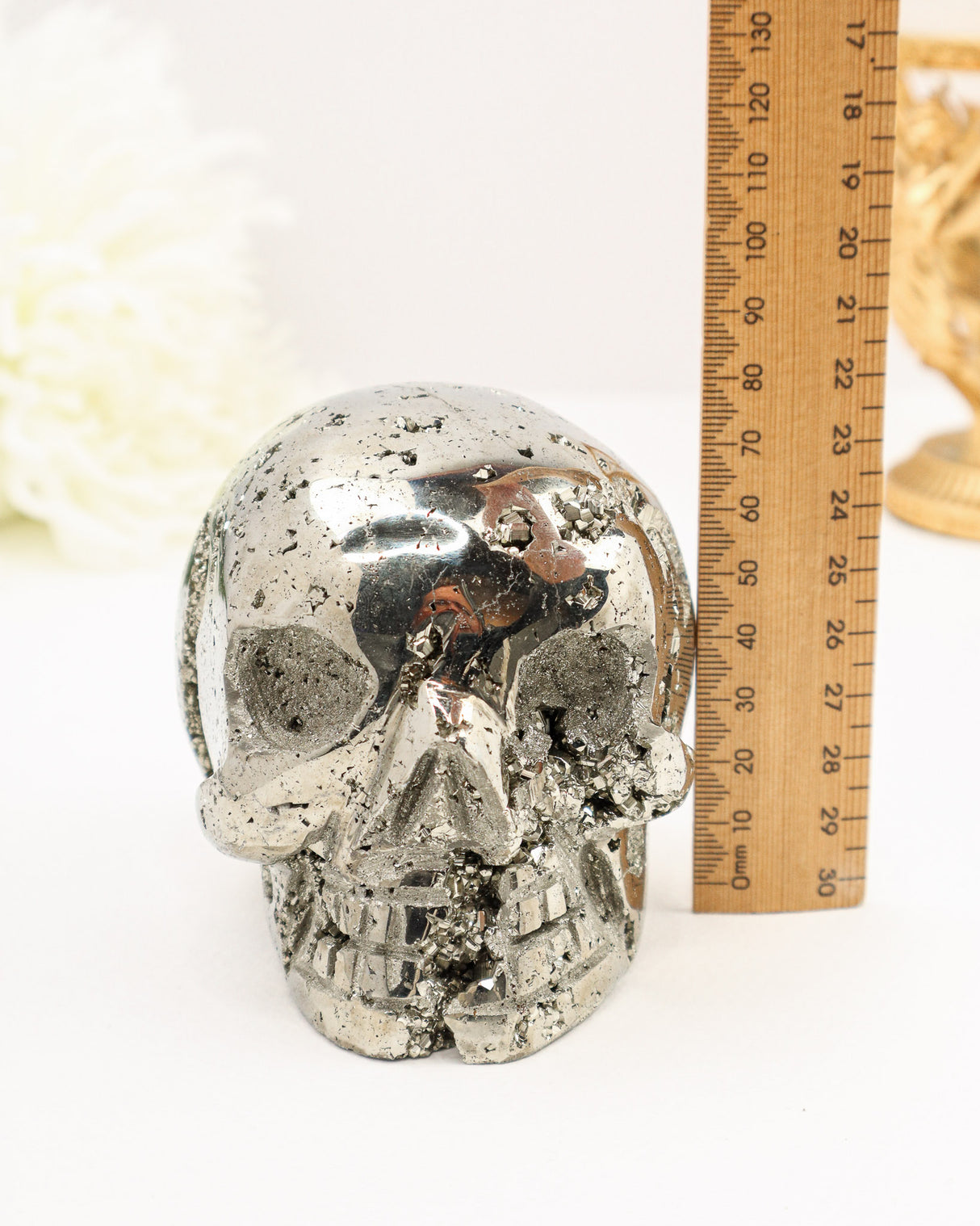 Pyrite Skull Carving #1 | 1.64kg Large Statement Piece | Protection, Wealth & Power Energy