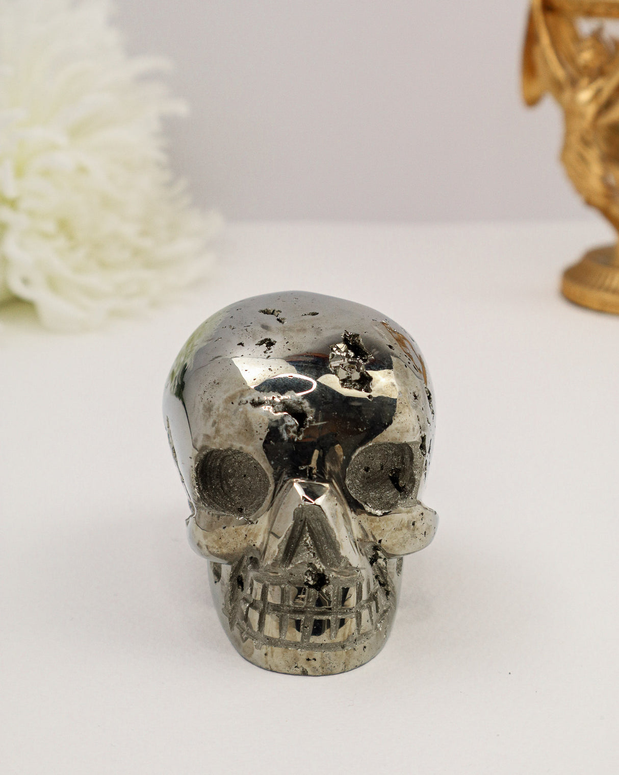 Pyrite Skull Carving #8 | 1.124kg | Protection & Abundance