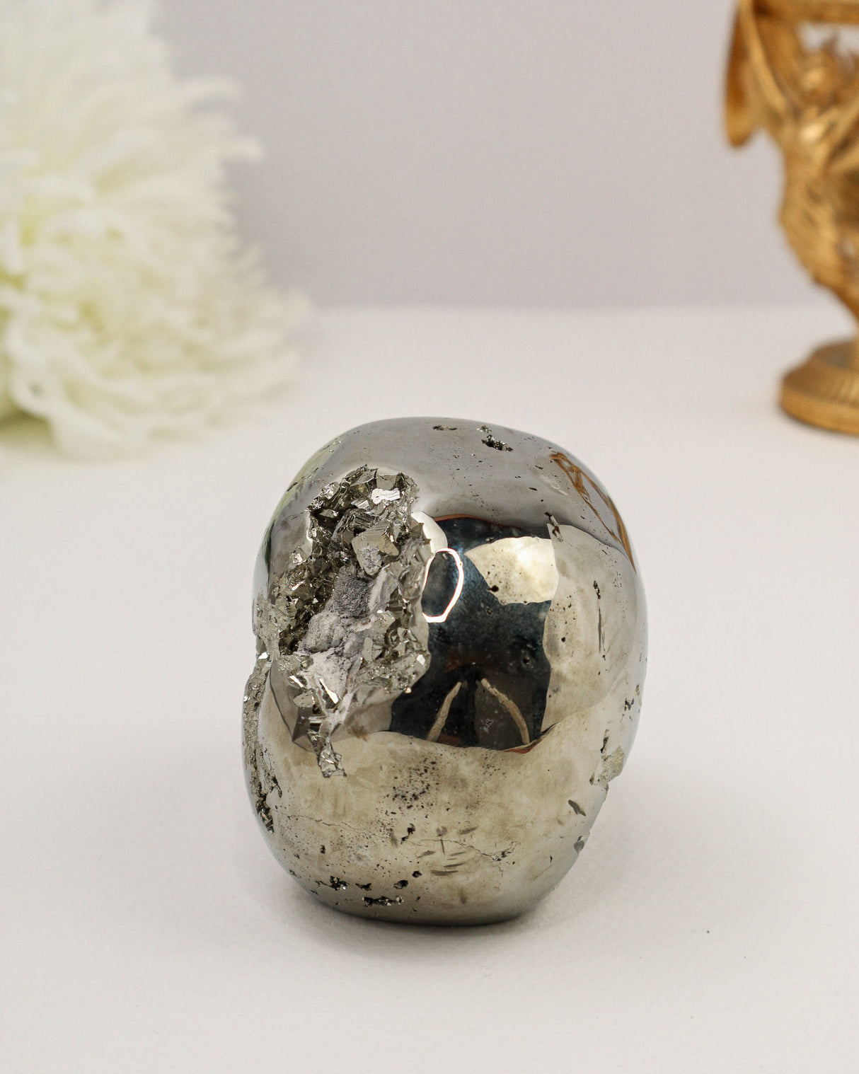 Pyrite Skull Carving #8 | 1.124kg | Protection & Abundance