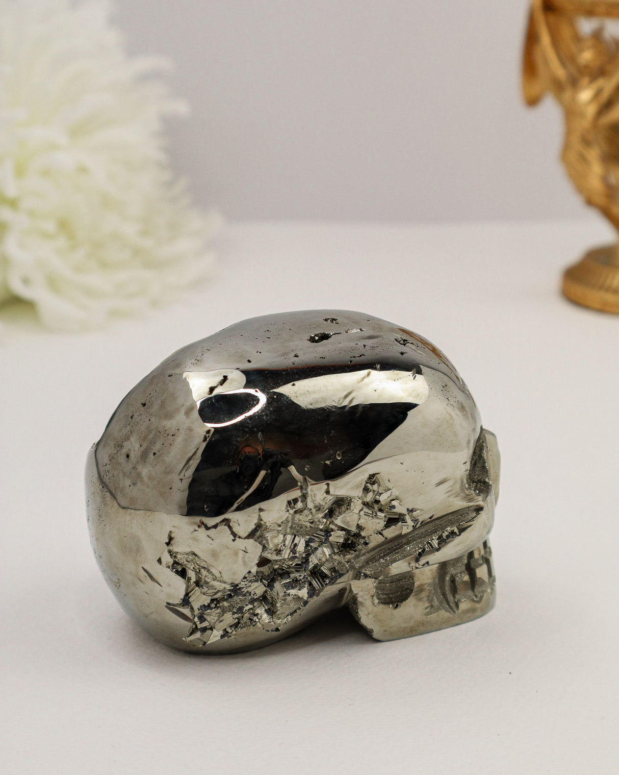 Pyrite Skull Carving #8 | 1.124kg | Protection & Abundance
