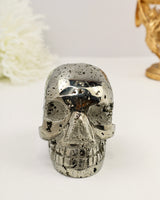 Pyrite Skull Carving #2 | 1.34kg | Protection & Manifestation