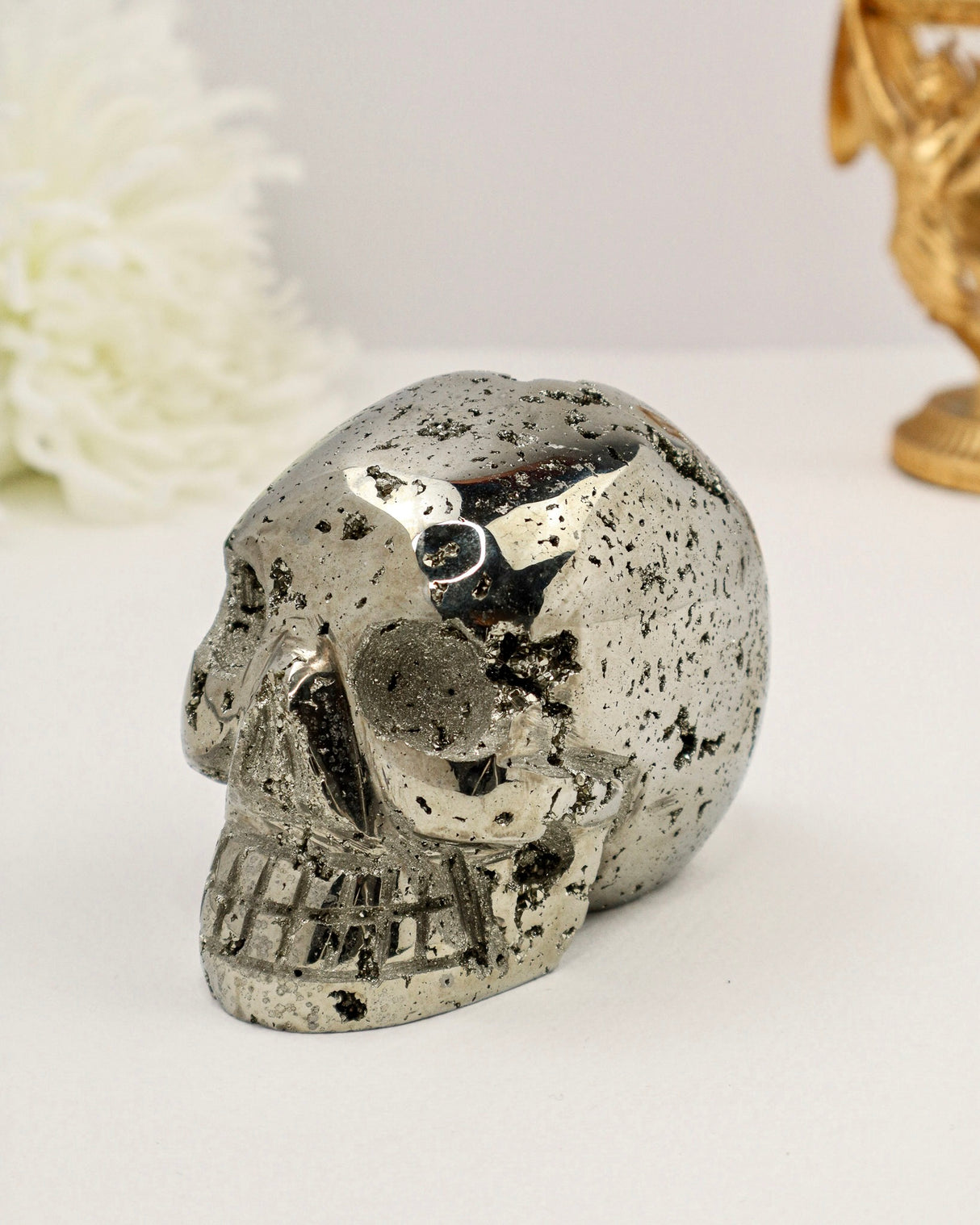 Pyrite Skull Carving #2 | 1.34kg | Protection & Manifestation