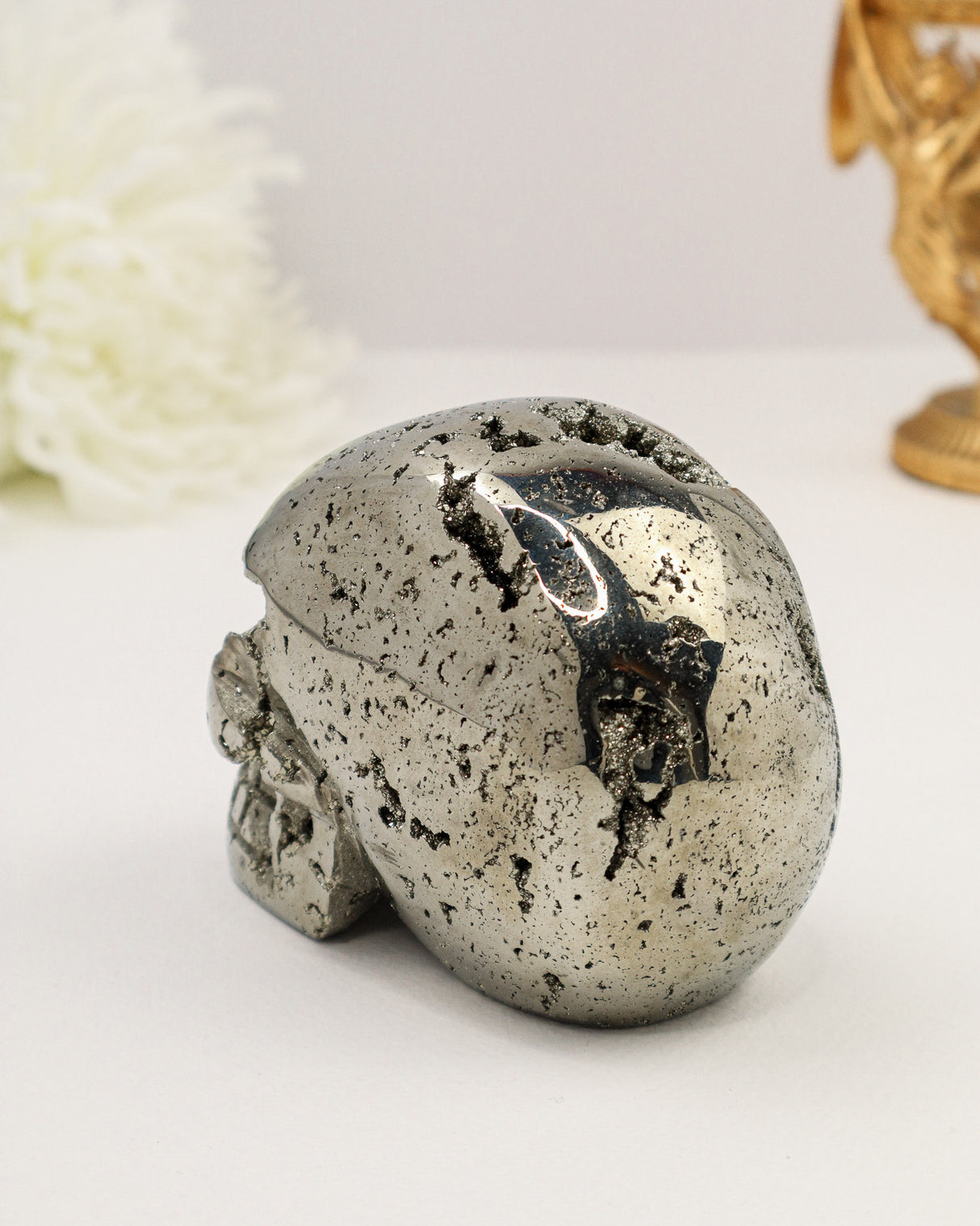 Pyrite Skull Carving #2 | 1.34kg | Protection & Manifestation