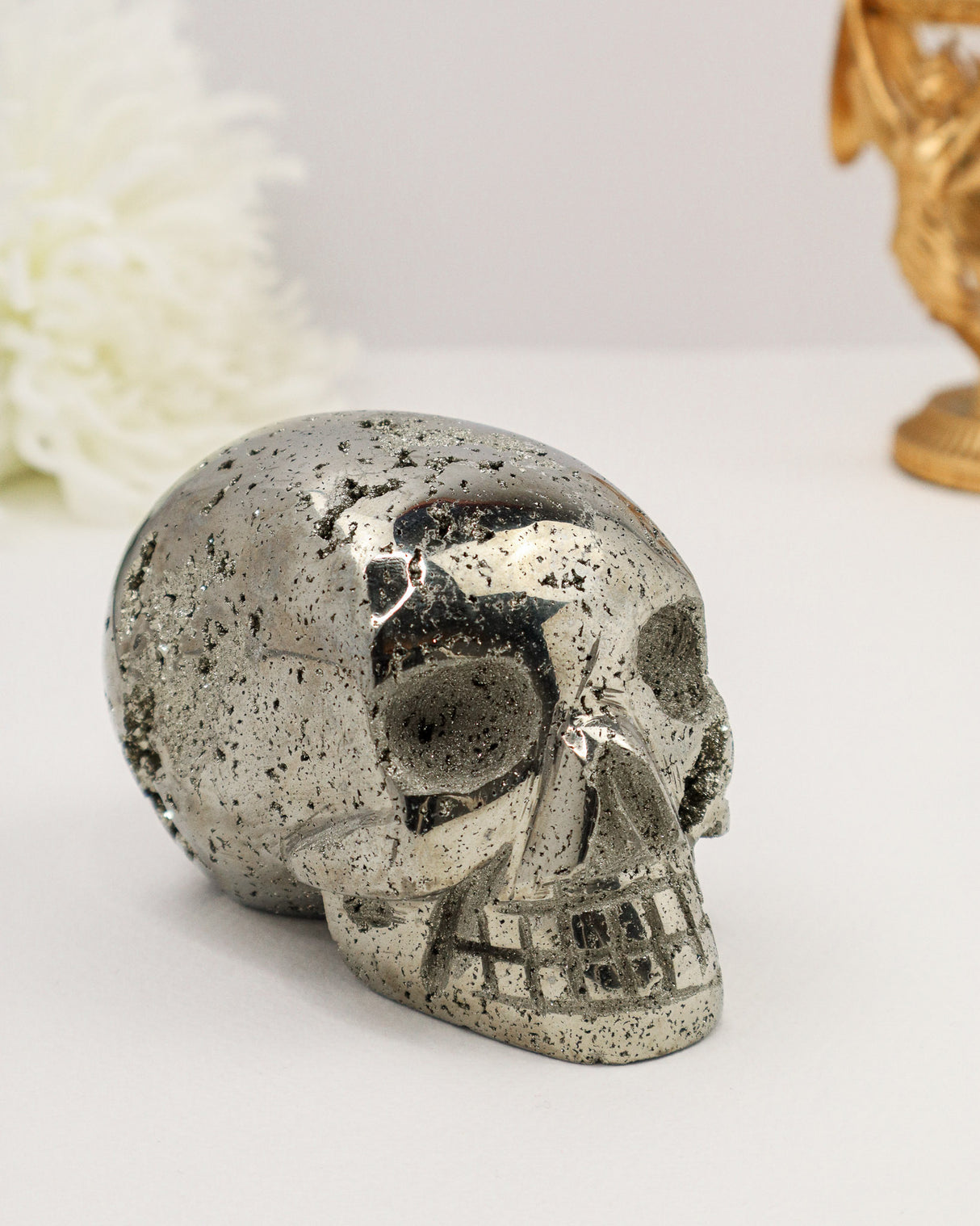 Pyrite Skull Carving #5 | 8.5cm | 1.363kg | Protection & Abundance