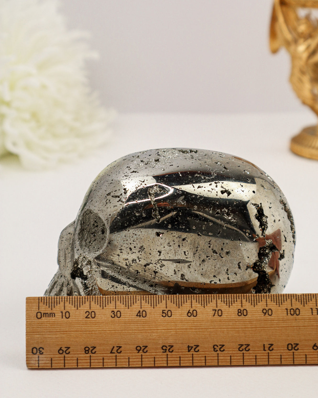 Pyrite Skull Carving #5 | 8.5cm | 1.363kg | Protection & Abundance