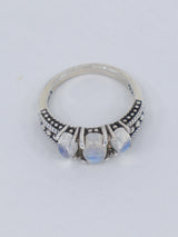 Rainbow Moonstone Sterling Silver Ring Size 8 – The Lunar Trinity | Intuition & New Beginnings