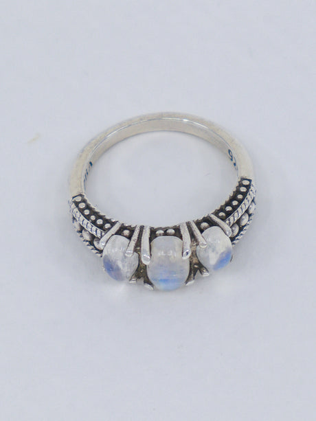 Rainbow Moonstone Sterling Silver Ring Size 8 – The Lunar Trinity | Intuition & New Beginnings