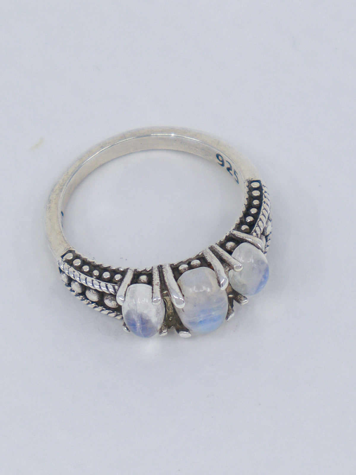 Rainbow Moonstone Sterling Silver Ring Size 8 – The Lunar Trinity | Intuition & New Beginnings