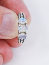 Rainbow Moonstone Sterling Silver Ring Size 8 – The Lunar Trinity | Intuition & New Beginnings