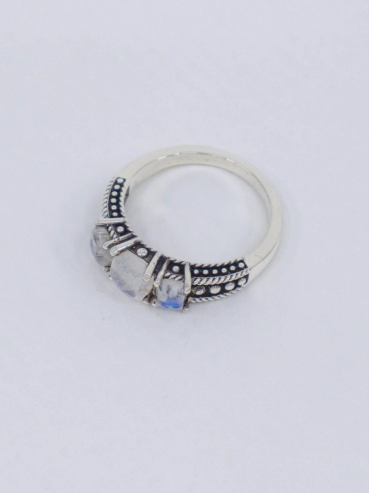 Rainbow Moonstone Sterling Silver Ring Size 9 – The Lunar Trinity | Intuition & New Beginnings