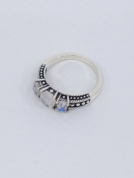Rainbow Moonstone Sterling Silver Ring Size 9 – The Lunar Trinity | Intuition & New Beginnings