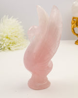 Rose Quartz Swan 568g – Eternal Love | Hand-Carved Crystal Sculpture