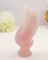 Rose Quartz Swan 568g – Eternal Love | Hand-Carved Crystal Sculpture