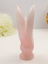 Rose Quartz Swan 568g – Eternal Love | Hand-Carved Crystal Sculpture