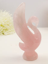 Rose Quartz Swan 568g – Eternal Love | Hand-Carved Crystal Sculpture