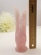 Rose Quartz Swan 568g – Eternal Love | Hand-Carved Crystal Sculpture