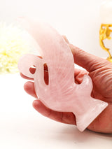 Rose Quartz Swan 568g – Eternal Love | Hand-Carved Crystal Sculpture