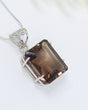 Brazilian Smoky Quartz sterling silver pendant with rectangular faceted brown crystal for grounding, protection and spiritual jewellery Australia.
