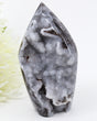Natural Sphalerite Freeform 402g with sparkling grey and white druzy crystal formations, dark earthy mineral patterns and natural crystal cavities.