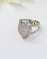 Rainbow Moonstone “Lunar Goddess” Sterling Silver Ring – Size 7