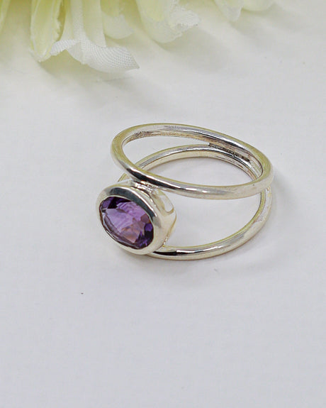 Amethyst Sterling Silver Ring Size 10 | Inspired By 3