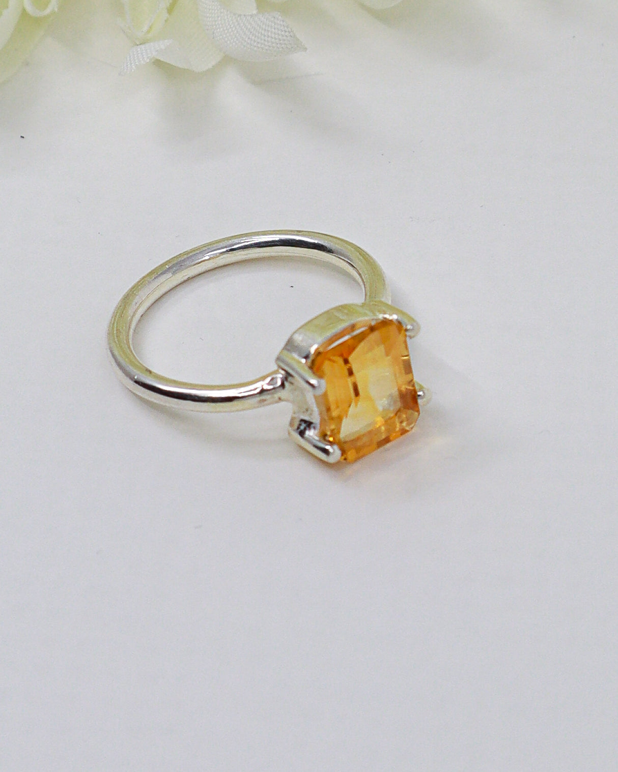 Golden yellow faceted Citrine .925 sterling silver gemstone ring size 8 – Inspired By 3 Australia
