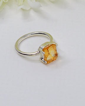 Golden yellow faceted Citrine .925 sterling silver gemstone ring size 8 – Inspired By 3 Australia
