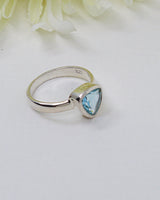 Faceted triangular Blue Topaz .925 sterling silver gemstone ring size 8 – Inspired By 3 Australia