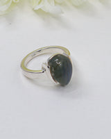 Natural pear shaped Labradorite .925 sterling silver ring size 8 with brilliant blue flash – Inspired By 3 Australia