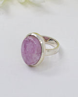 Natural lilac pink Kunzite oval gemstone .925 sterling silver ring size 8 – Inspired By 3 Australia