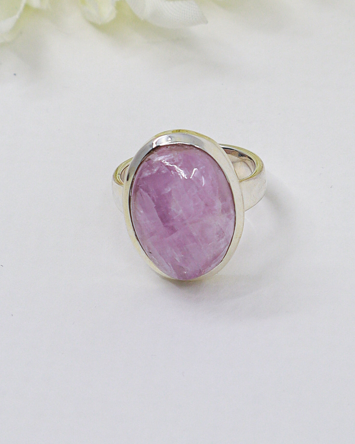 Kunzite “Divine Heart” Sterling Silver Ring – Size 8