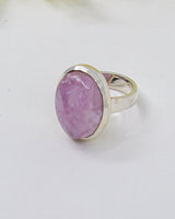 Kunzite “Divine Heart” Sterling Silver Ring – Size 8
