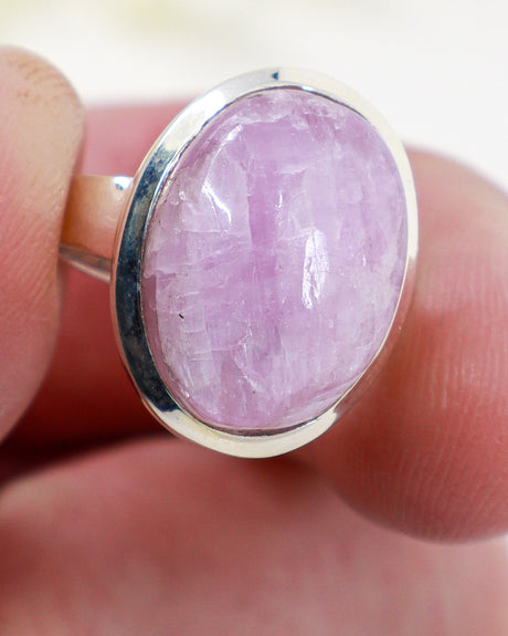 Kunzite “Divine Heart” Sterling Silver Ring – Size 8