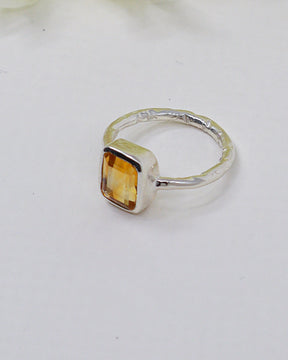 Golden yellow faceted Citrine gemstone .925 sterling silver ring size 7 – Inspired By 3 Australia